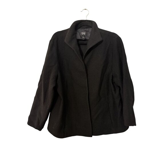 Eileen Fisher Jackets & Blazers - Eileen Fisher Women's Black Wool Blazer Style Waist Jacket Plus Size 1X [jb]